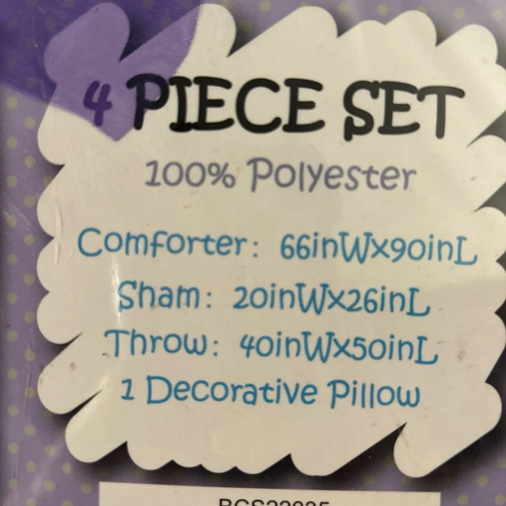 Chic Home Design 4 Piece Comforter Twin Set 100% Polyester With Purple Heart Pil